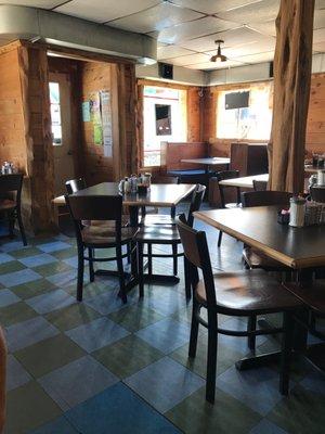 Indoor seating with booths and tables