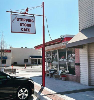 Front of diner, sign