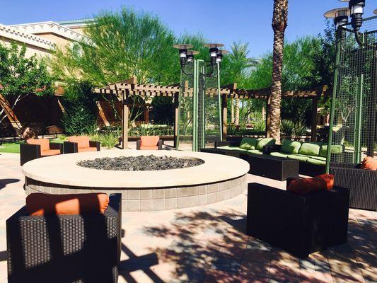 Firepit outside Mesa Riverview Salon Boutiques newest location