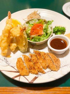 Katsudon and Shrimp Tempura Lunch Combination