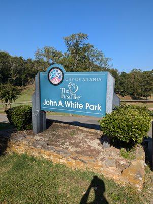 Sign for City of Atlanta, The First Tee, and John A. White Park Golf Course on Sunday, October 13, 2024.