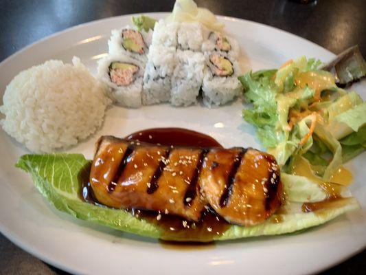 Salmon Teriyaki and California Roll Lunch Combo