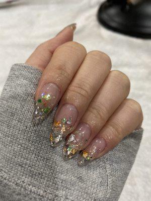 almond clear acrylic nails, ask for kim or kelly