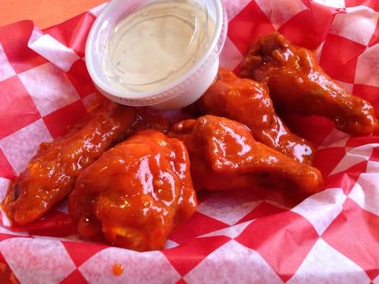 The original jumbo wings are delicious but very spicy.