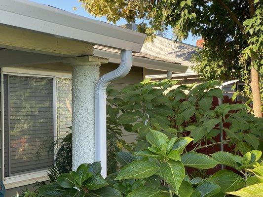 5 inch fascia gutter and 2x3 corrugated downspout.