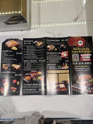 One side of menu