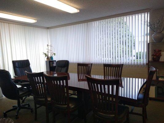 Hilo Office conference room, equipped with a private restroom, coffee, snacks and refreshments provided.