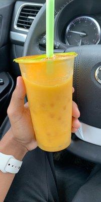 Peach Smoothie with Mango Popping Bobas