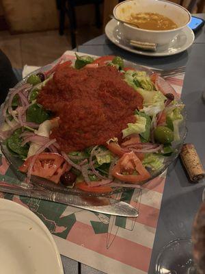 Mixed Salad with meatballs.