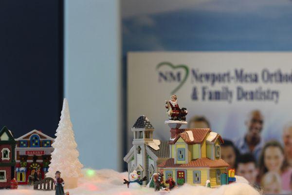 Our front desk has our own winter village.