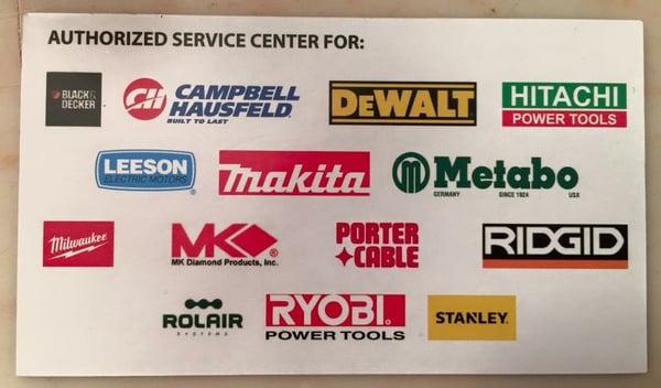 Specialize in repair of power tools and pnuematic nail guns. Authorized service for most of the major power tool corporations.