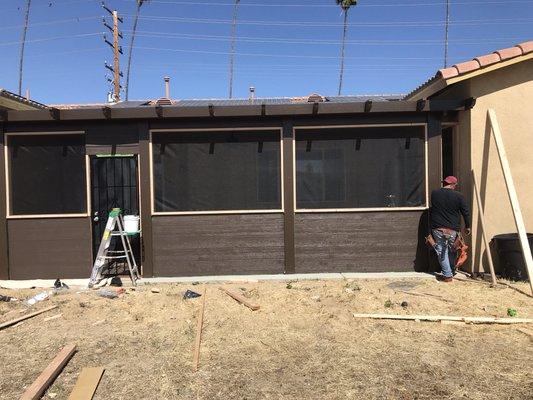 Completed enclosed patio