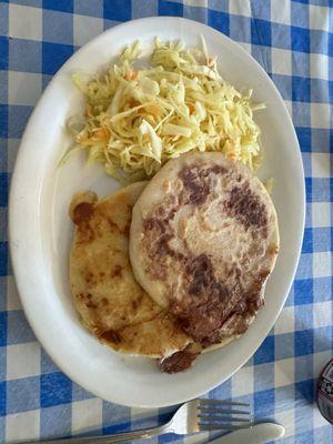 All three types of their fresh pupusas and cabbage salad.