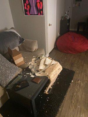 Collapsed and damage furniture