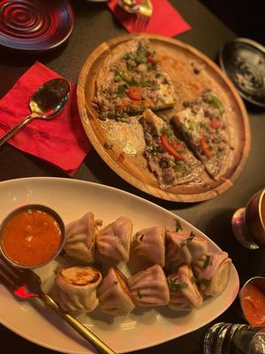 Chicken chatamari & buffalo meat fried momos were our faves