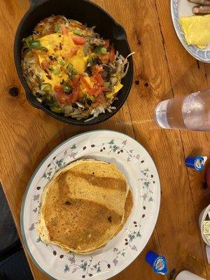 Momma Deb's Hashbrowns & a blueberry pancake