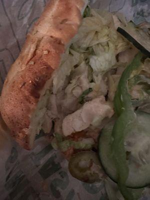 I ordered a Buffalo Chicken sub & this is what I got, absolutely NO sauce.