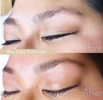 Before and After eye brow waxing