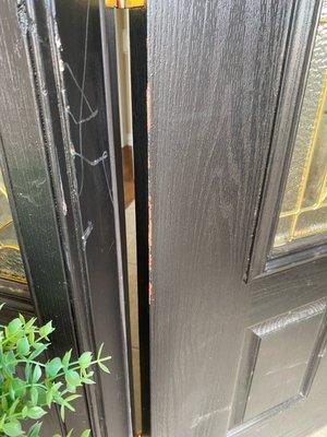 Scratched up door frame.