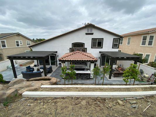 Back Patio Area with waterfall on hill