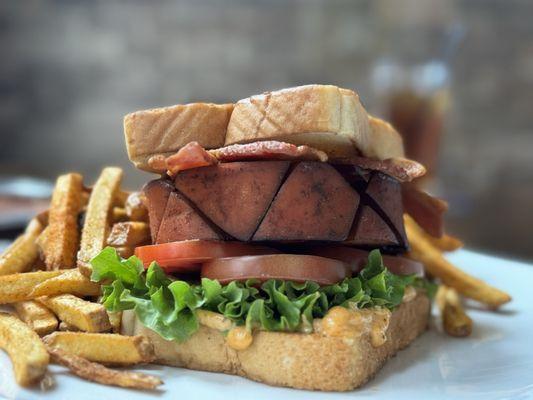 Smoked bologna sandwich and fries!