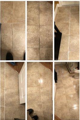 Cracked Grout Repaired And Grout Colored Sealed And Restored.