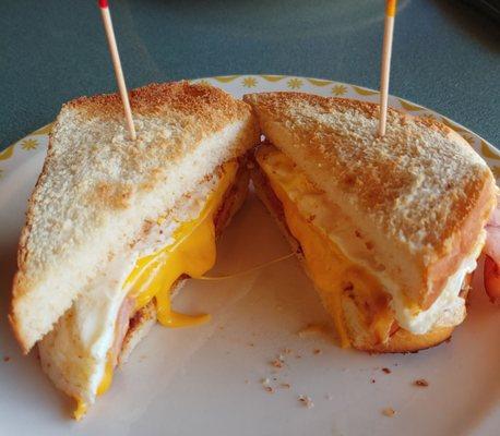 Toasted ham,egg, and cheese sandwich