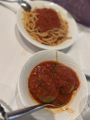 Half order of pasta with meatballs