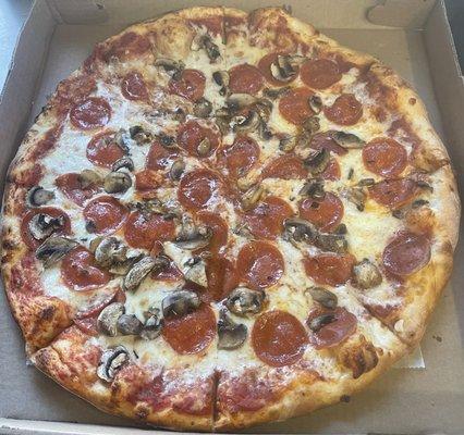 Large pepperoni and mushroom