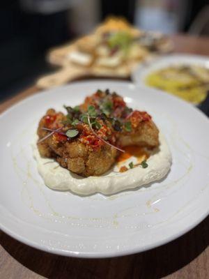 Cauliflower with goat cheese. AMAZING.