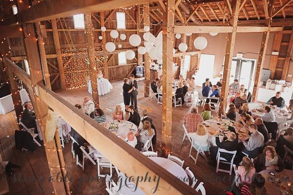 Reception inside the barn