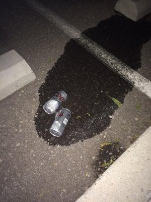 Beer cans all over the parking lot... The moment you walk out to the parking lot you can smell nothing but beer. Simply terrible