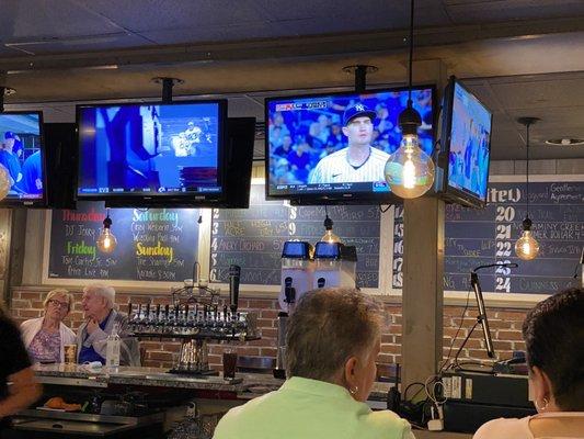 Beer menu and bar with TVs