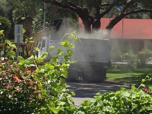 Clouds of unhealthy dust created at a public park. This company has no concern about the residents or users of this park.