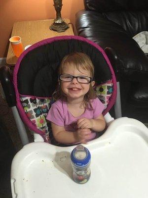 Getting her glasses fit to size