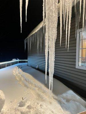 Deck covered with snow