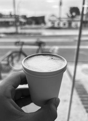 Cortado looking out at Newport Blvd.