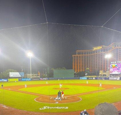 After a 2 hour rain delay, play ball!