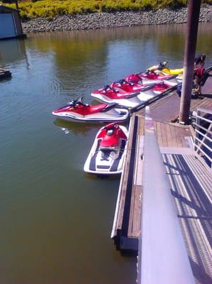 Two person jetskis  On trailers  We can launch them for you  Or you can tow away with proper vehicle and experience