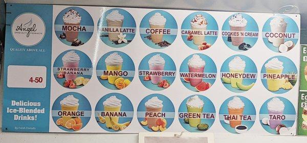 Ice-Blended Drink menu flavors as of 6/25/2022