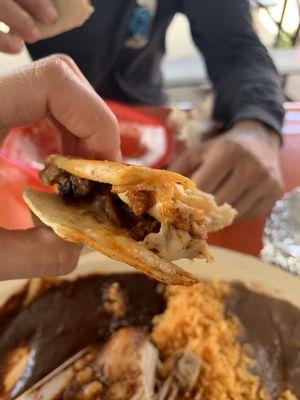 Chorizo lengua quesadilla