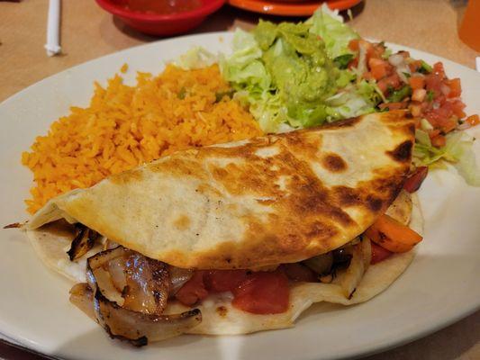 Vegetarian quesadilla meal