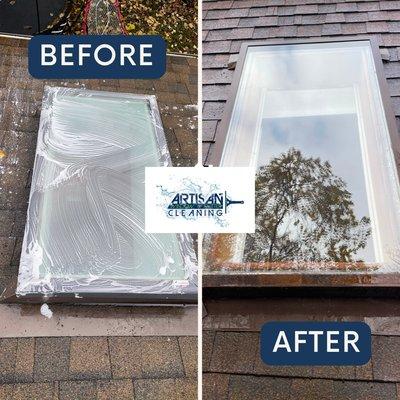 skylight window cleaning before and after