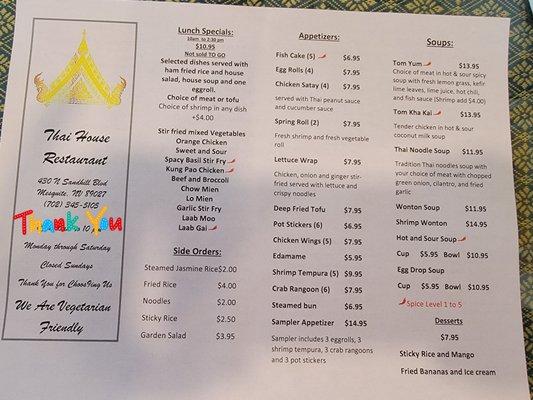 New menu with updated prices :)