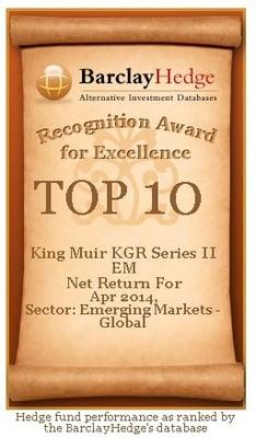 TOP 10 King Muir KGR Series II EM Net Return For Apr 2014, Sector: Emerging Markets