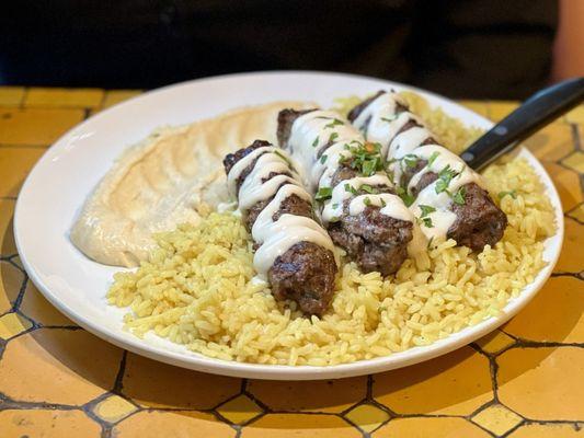 Kafta Kabob Platter with hummus (no salad)