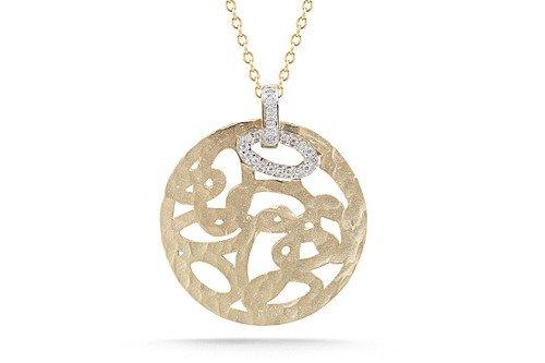 A beautiful solid gold necklace with diamonds in an "organic finish"