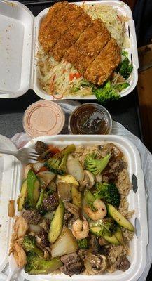 Chicken katsu (top) and steak shrimp hibachi. yummy