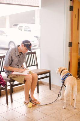 Inside the waiting room reception area