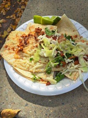 Pastor quesadilla.  Huge! Delicious! Cheese could be a bit more melty, but it was way busy, soooo....